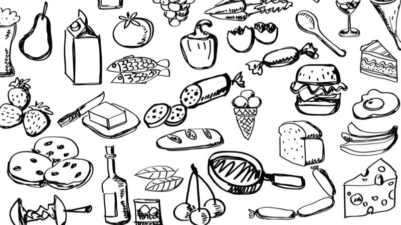 Раскраска полезные и вредные продукты