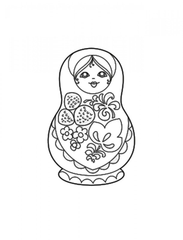 Матрешка Гжель раскраска