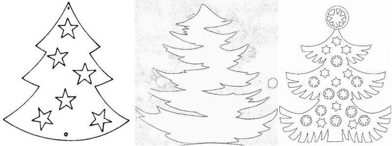 Трафарет елки для вырезания на окно