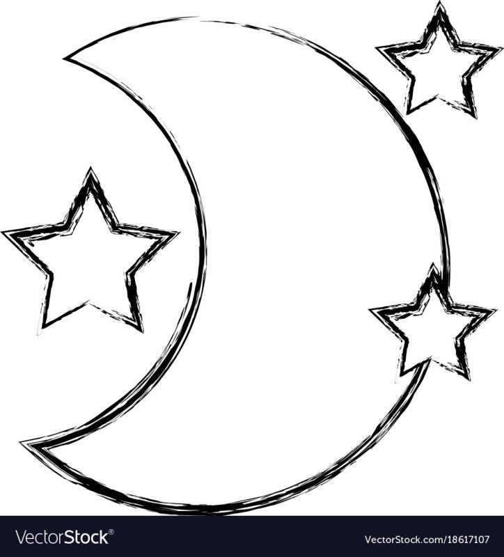 Трафарет месяц и звезды