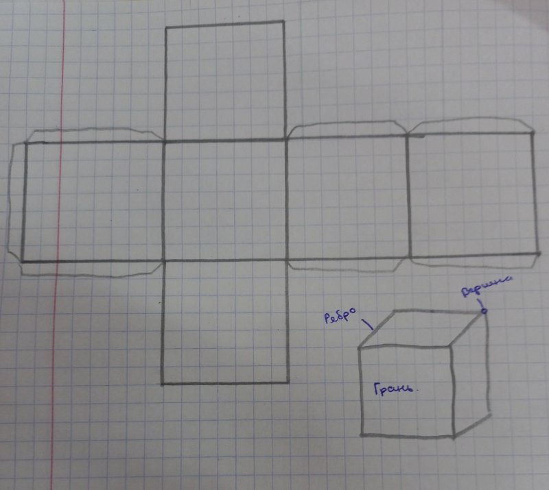 Развертка Куба 4 на 4 см