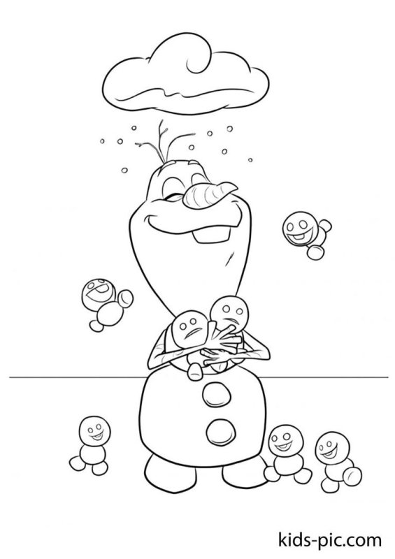 Снеговик Олаф раскраска для детей
