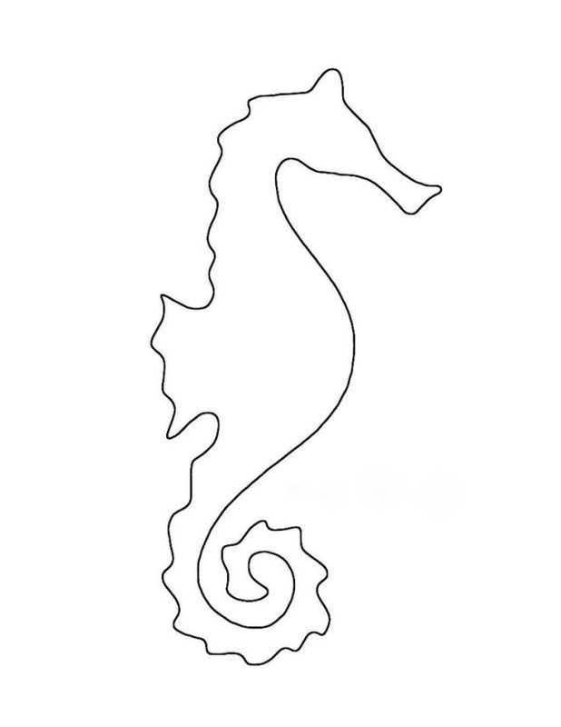 Морской конек трафарет для вырезания