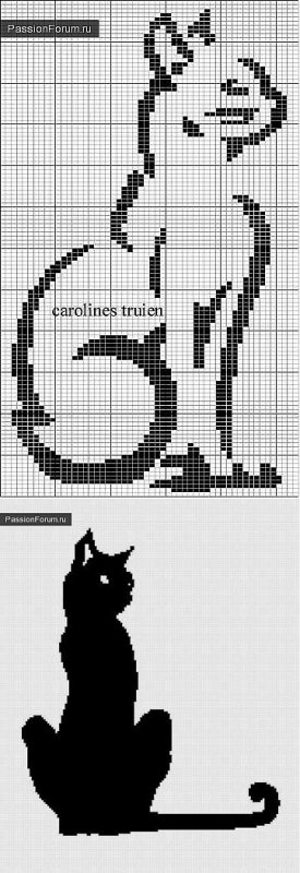 Вышивка крестом силуэт кошки