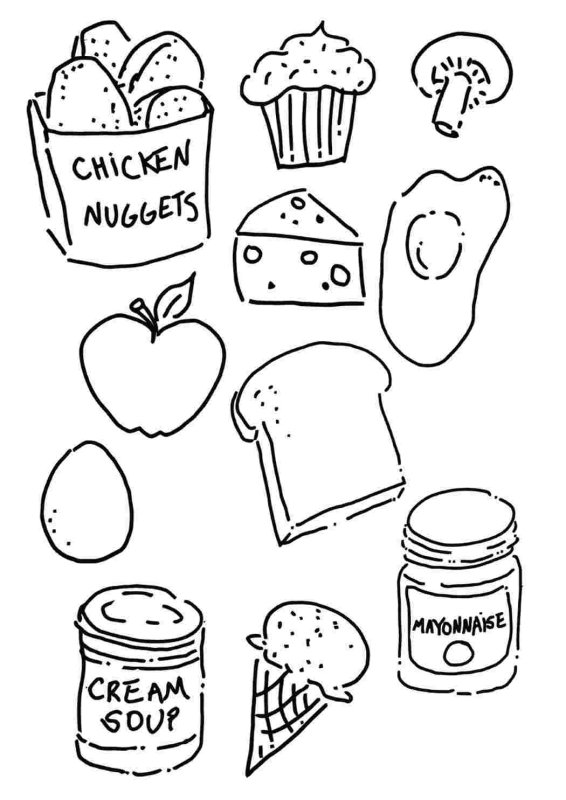 Продукты питания раскраска для детей