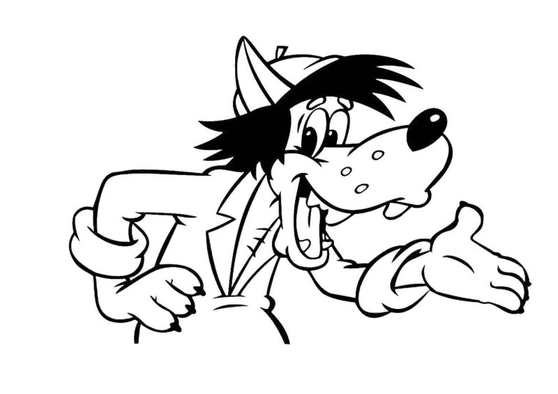 Раскраска волк погоди