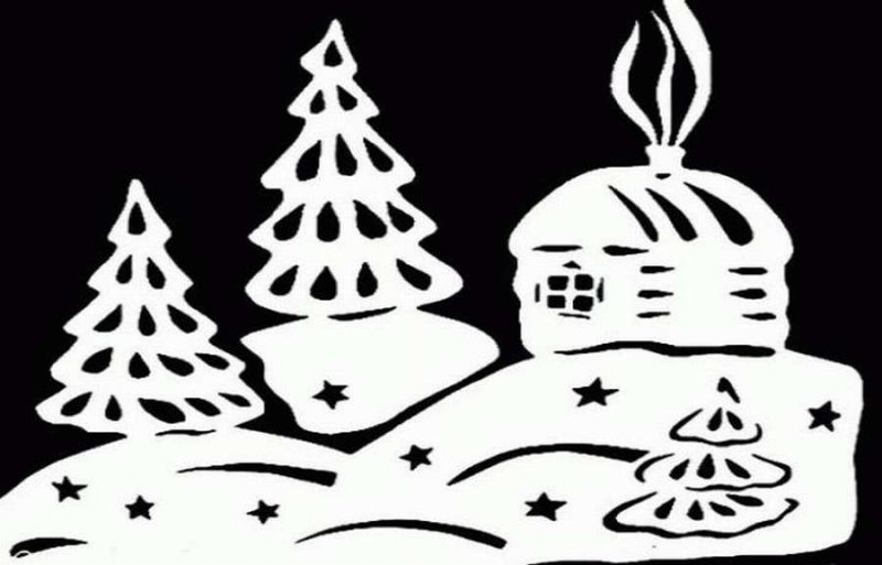 Трафареты на окна новогодние
