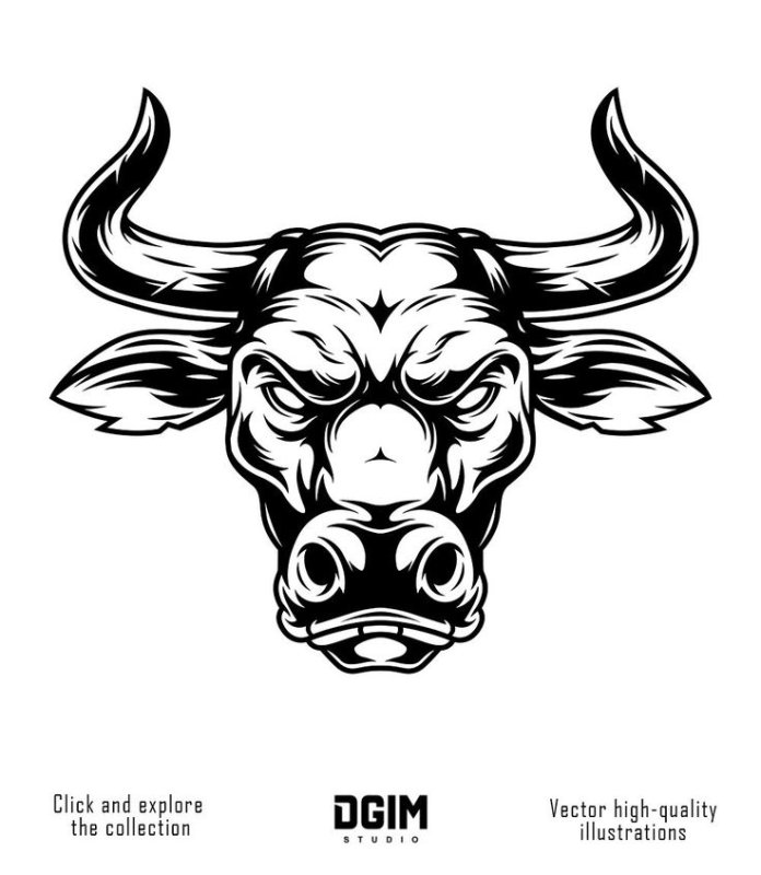 Силуэт головы быка