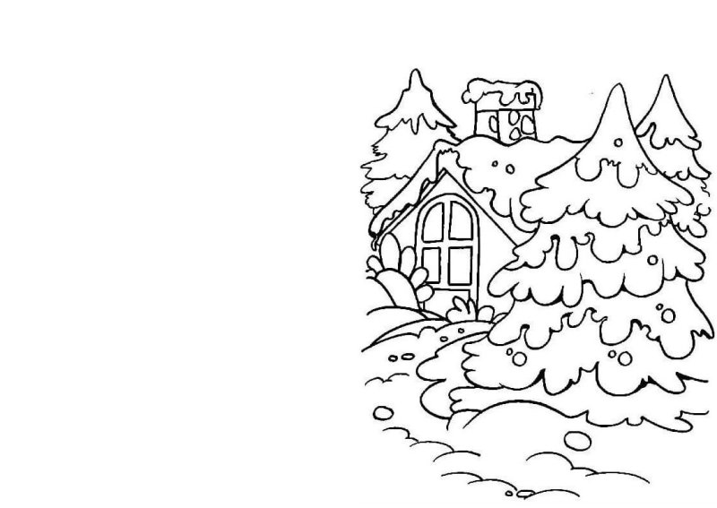 Зимний лес раскраска