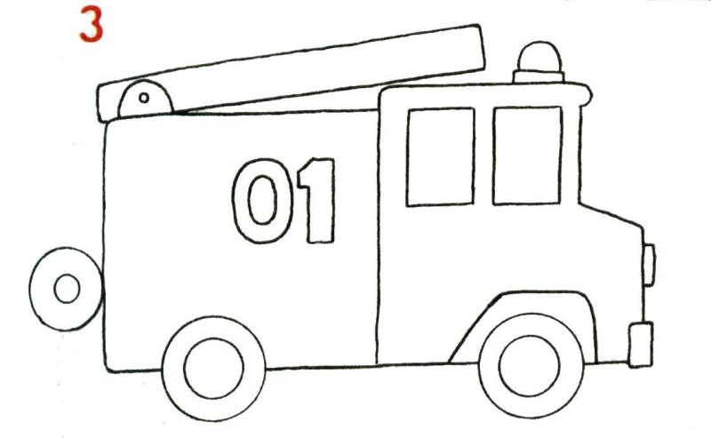 Пожарная машина сбоку рисунок
