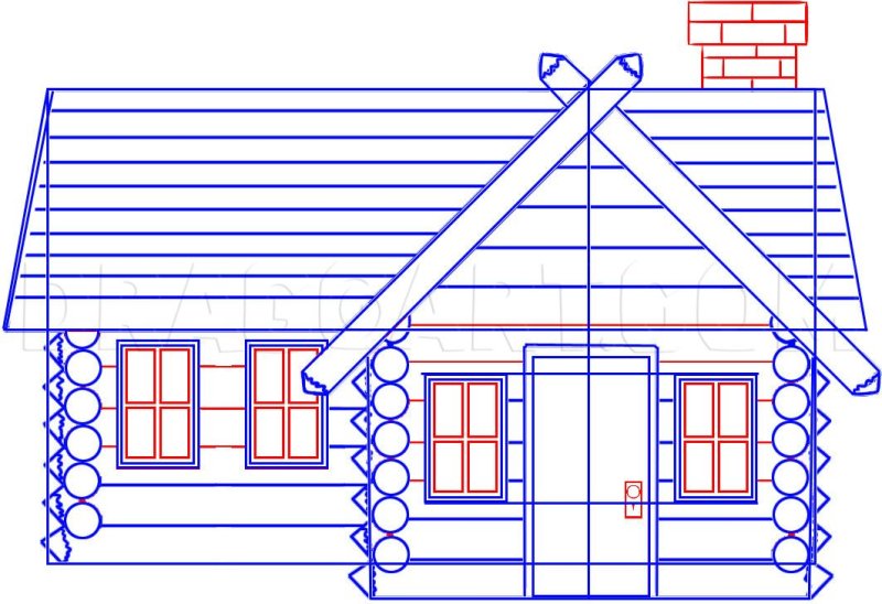 Рисование русской избы