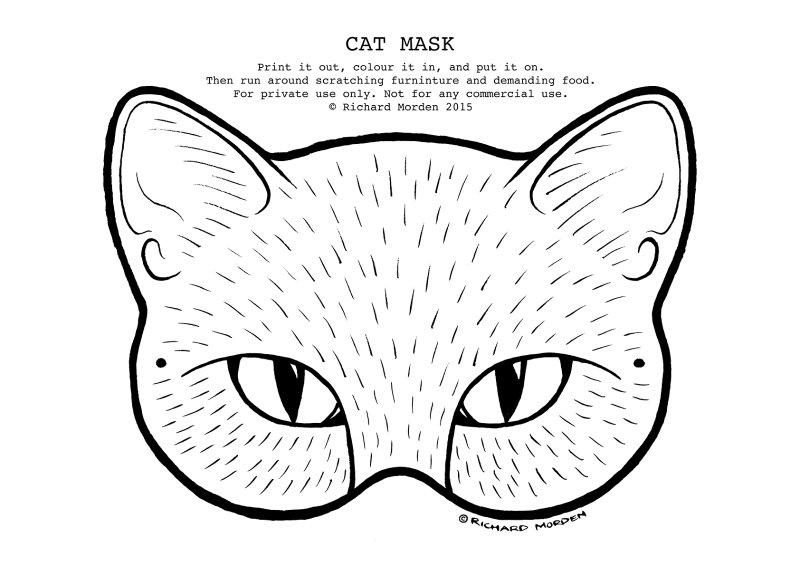 Маска кота для детей раскраска