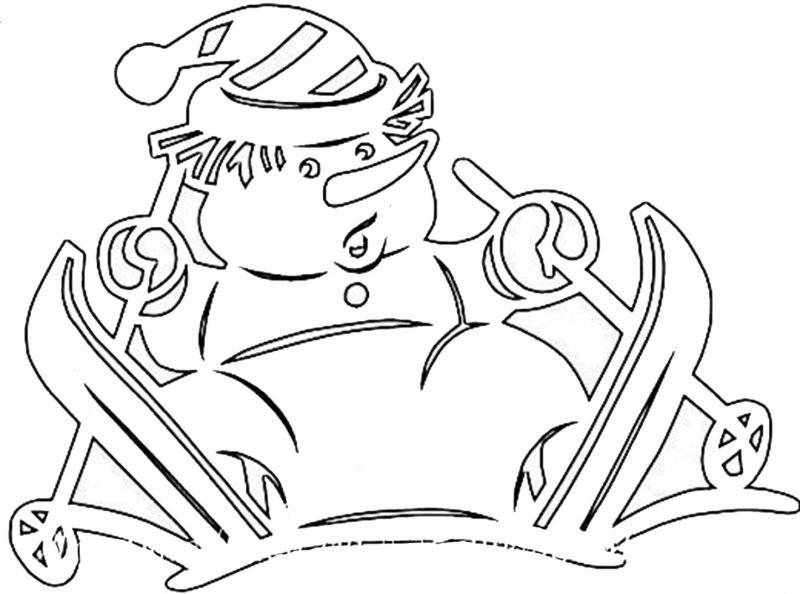 Снеговик трафарет для вырезания на окно