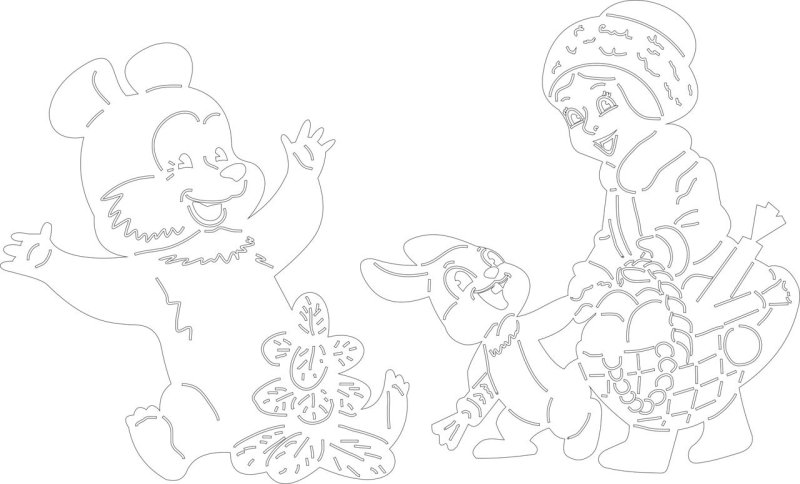 Вытынанки Маша и медведь новогодние