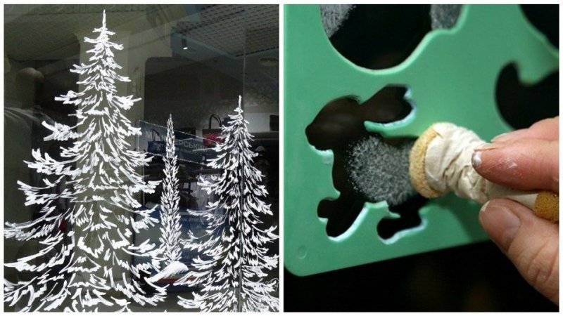 Новогодние окна зубной пастой