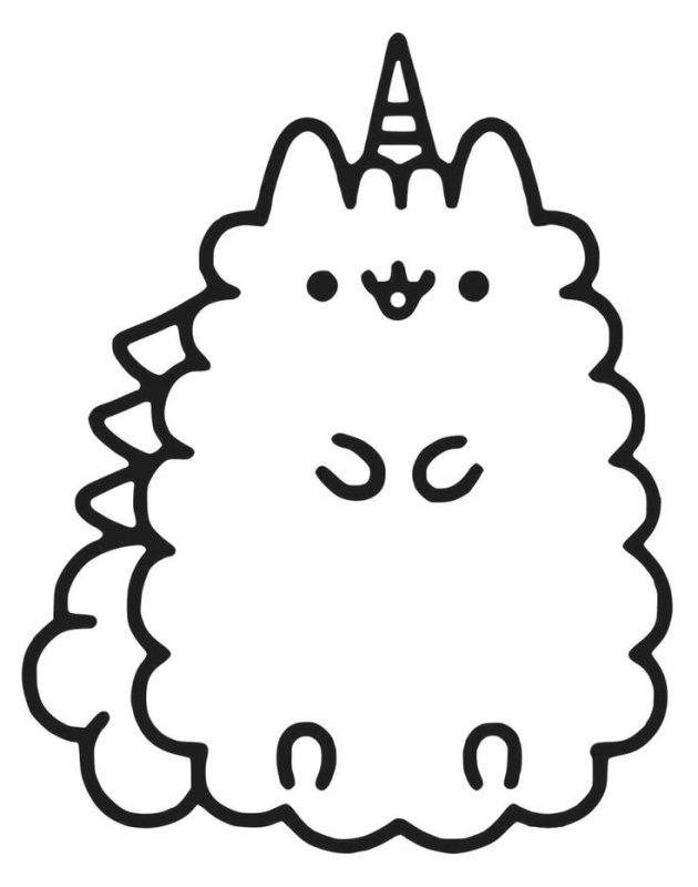 Кошка Единорог раскраска