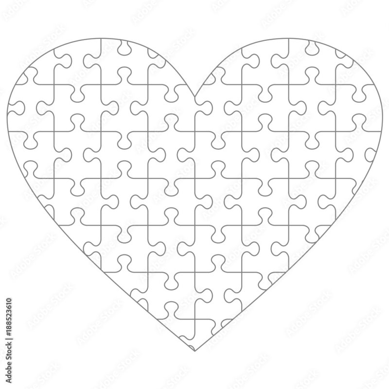Шаблон пазлы форма сердце