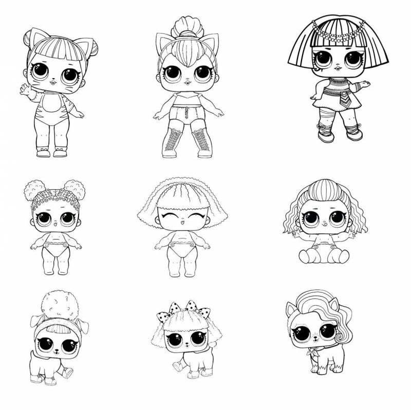 Кукла ЛОЛ трафарет