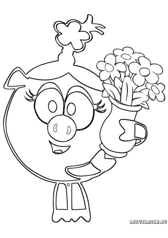 Нюша Смешарики картинки раскраски