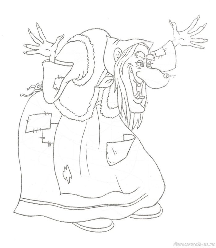 Баба Яга Новогодняя раскраска для детей