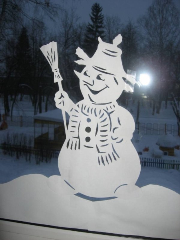 Зимние сказочные персонажи на окна