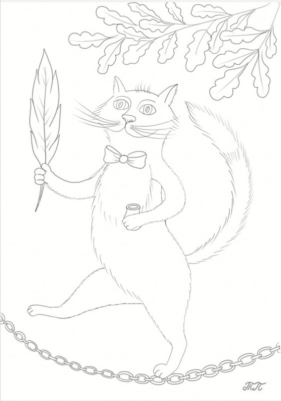 Кот ученый раскраска
