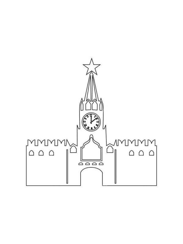 Спасская башня Московского Кремля рисунок