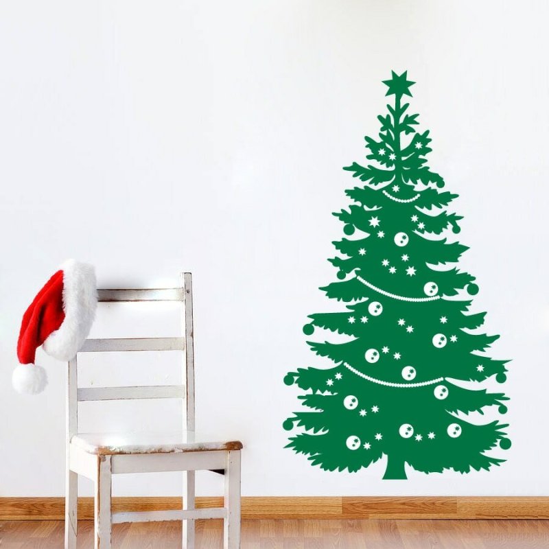 Нарисовать елку на стене