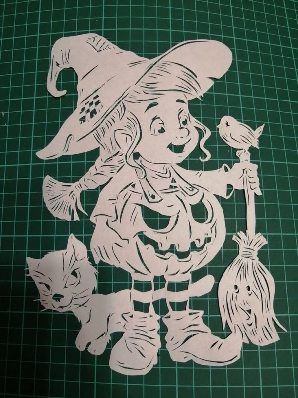 Баба Яга вытынанка на окно