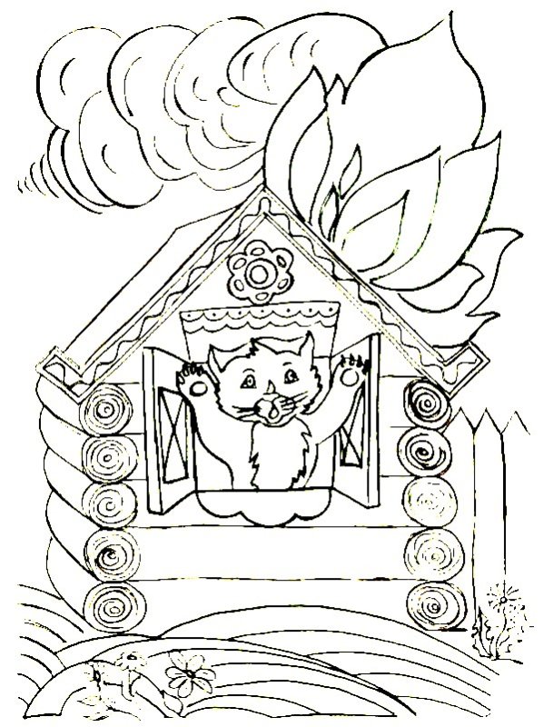 Раскраски по сказкам Маршака Кошкин дом