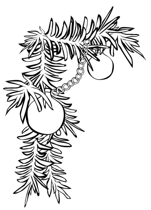 Еловая ветка трафарет