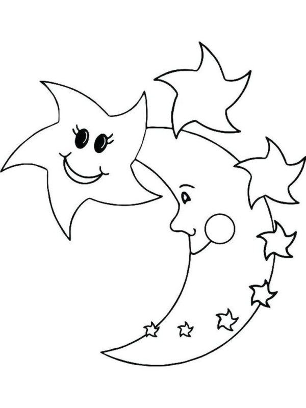 Луна раскраска для детей