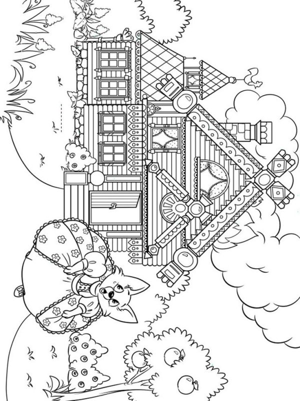 Раскраска Кошкин дом Маршак