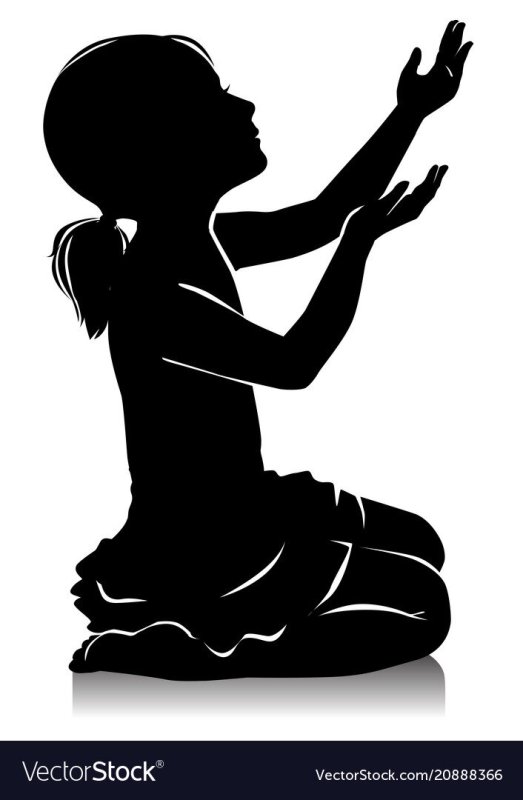 Силуэт девочки с поднятой рукой