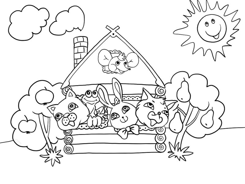 Раскраска Кошкин дом Маршак