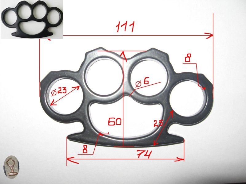 Чертёж кастета с размерами в натуральную величину