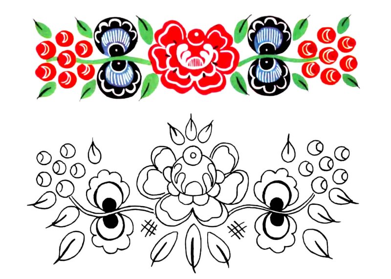 Городецкая роспись элементы росписи раскраска