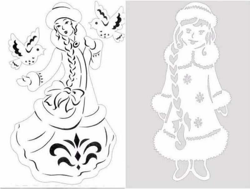 Снегурочка из бумаги на окно