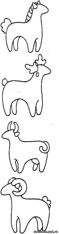 Трафарет дымковской игрушки козлик