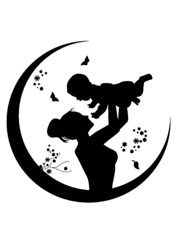 Трафарет женщина с ребенком