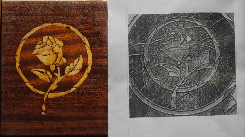 Мозаика по дереву интарсия инкрустация Маркетри