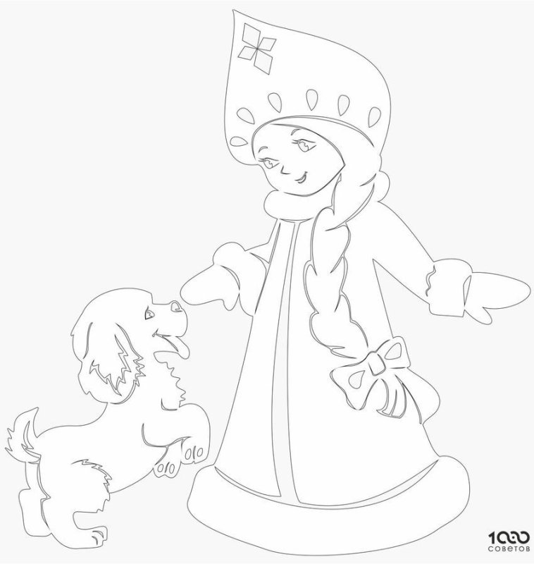 Трафарет Снегурочки на окно