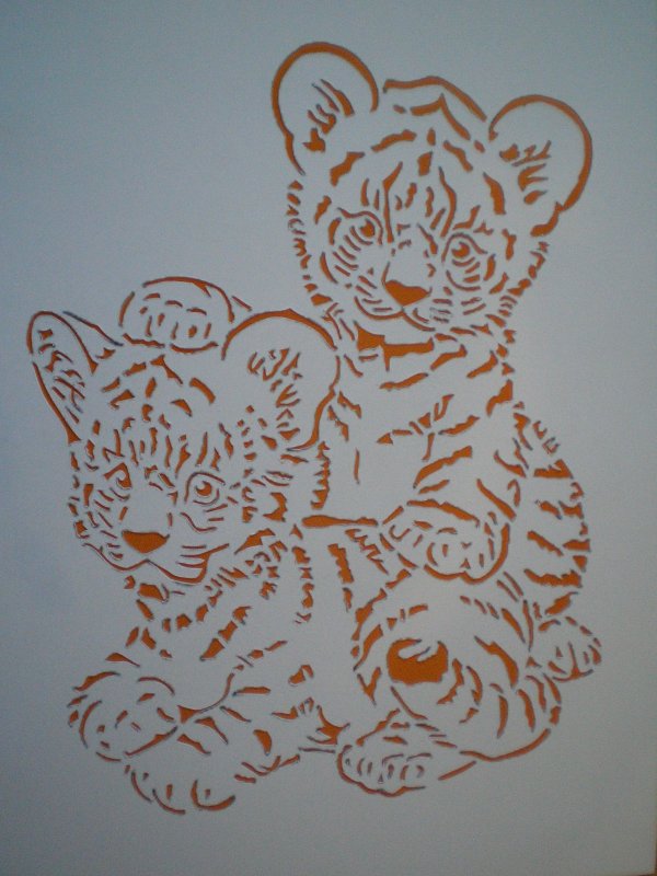 Вытынанки на окна Тигренок