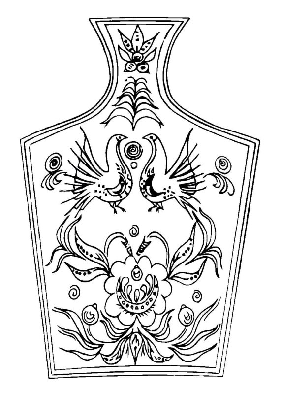 Разделочная доска Городецкая роспись разукрашка