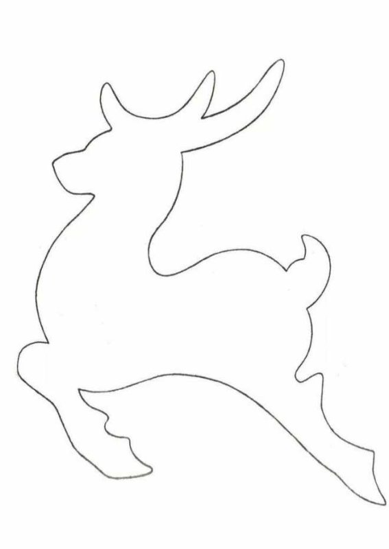 Новогодний олень трафарет