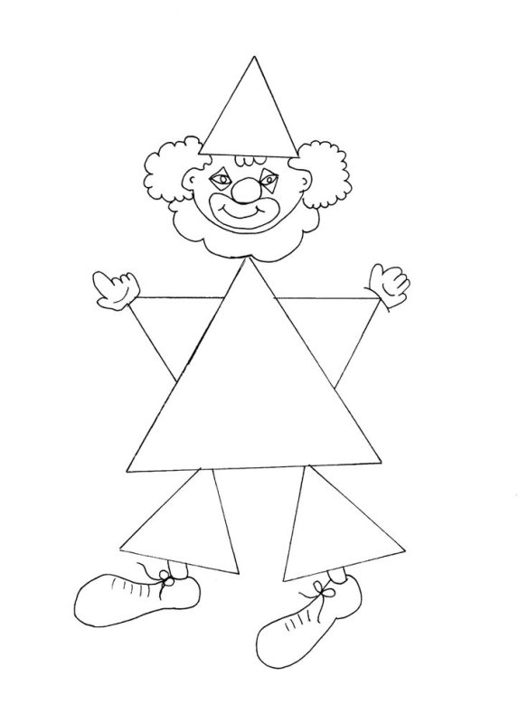 Поделка клоун из геометрических фигур