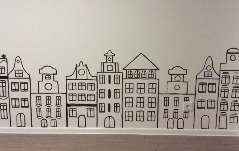 Трафарет города на стену