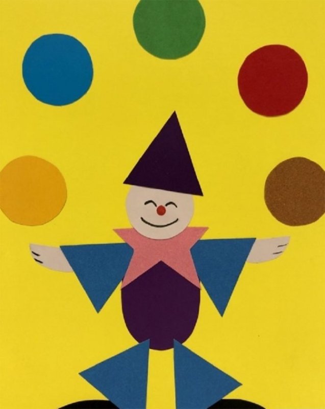 Аппликация клоун из геометрических фигур