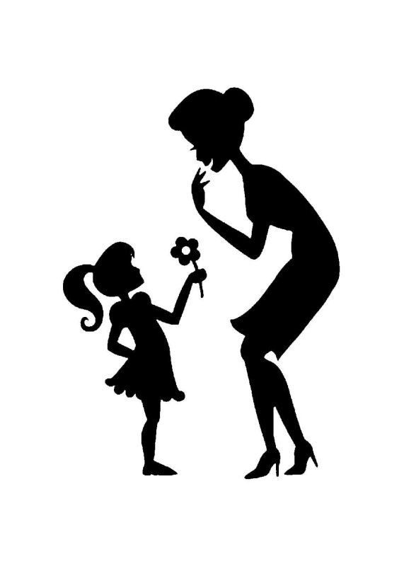 Силуэт мамы и ребенка ко Дню матери