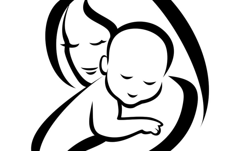 Трафарет мама с ребенком
